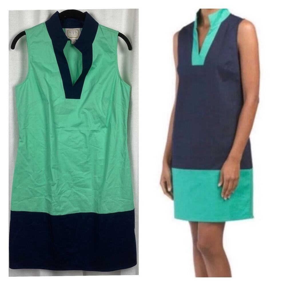 Sail To Sable Teal&Blue Cotton Shift Dress Sz.S